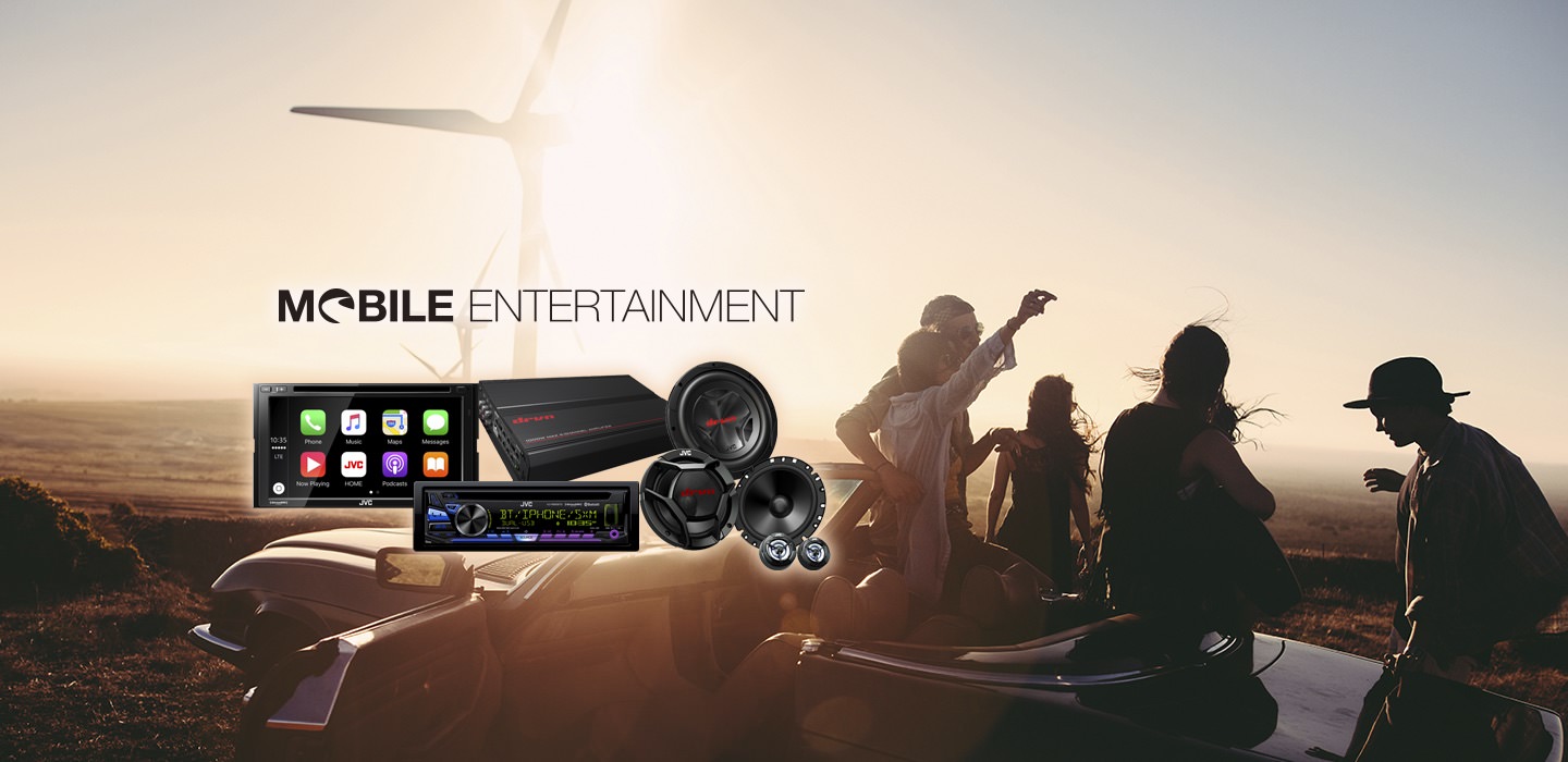 Mobile entertainment with touch screens, receivers and speakers