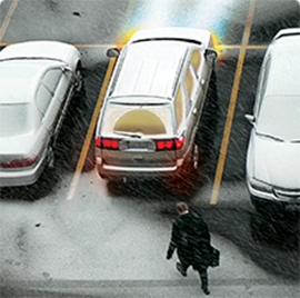 a man walking to his car